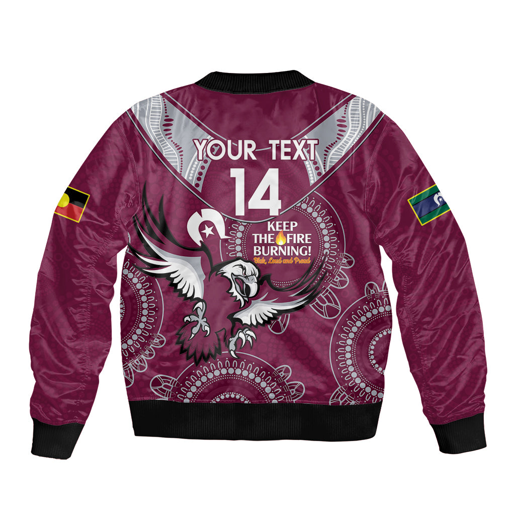 Custom NRL Sea Eagles NAIDOC Week Bomber Jacket Keep The Fire Burning Indigenous Art