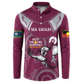 Custom NRL Sea Eagles NAIDOC Week Button Sweatshirt Keep The Fire Burning Indigenous Art