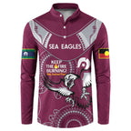 Custom NRL Sea Eagles NAIDOC Week Button Sweatshirt Keep The Fire Burning Indigenous Art