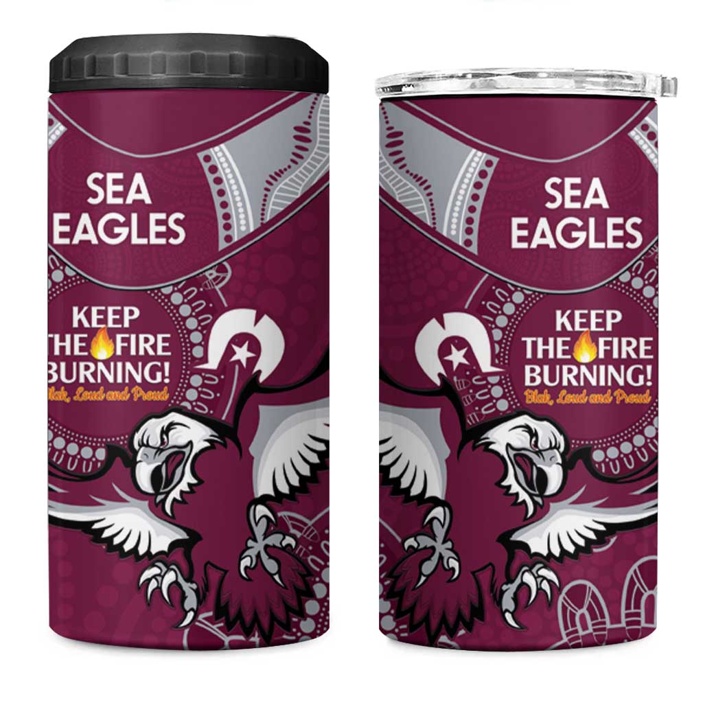 NRL Sea Eagles NAIDOC Week 4 in 1 Can Cooler Tumbler Keep The Fire Burning Indigenous Art