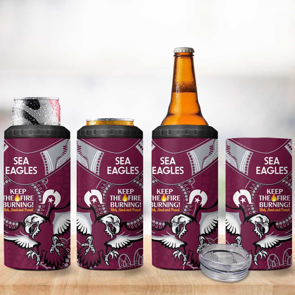 NRL Sea Eagles NAIDOC Week 4 in 1 Can Cooler Tumbler Keep The Fire Burning Indigenous Art