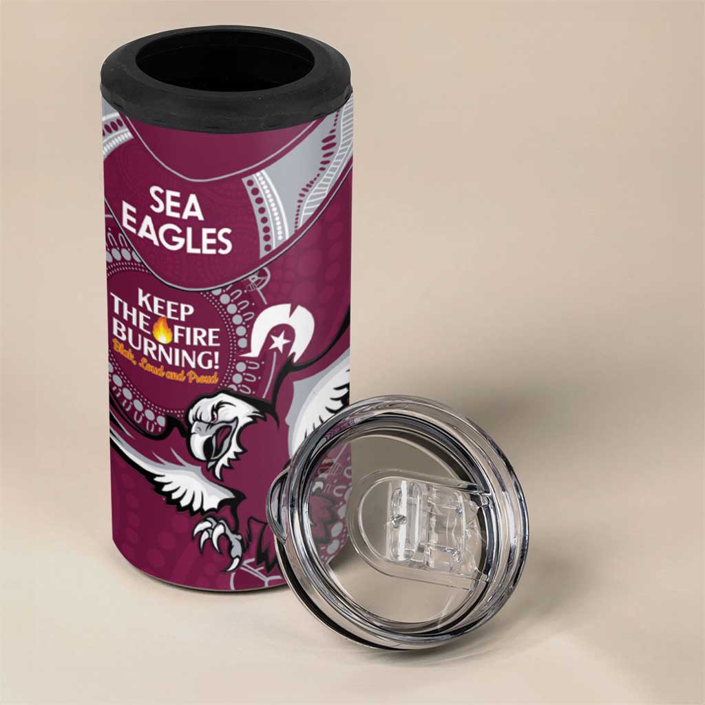 NRL Sea Eagles NAIDOC Week 4 in 1 Can Cooler Tumbler Keep The Fire Burning Indigenous Art