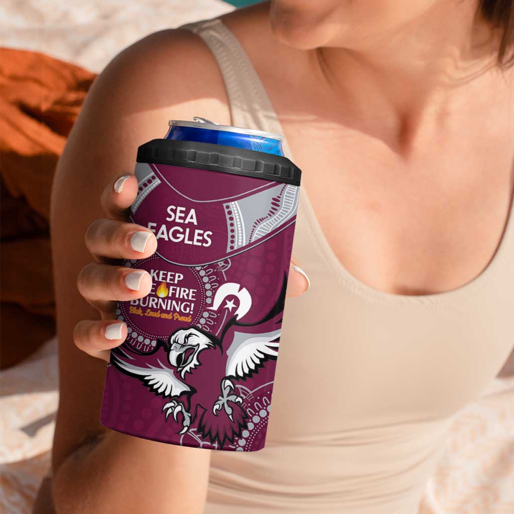NRL Sea Eagles NAIDOC Week 4 in 1 Can Cooler Tumbler Keep The Fire Burning Indigenous Art