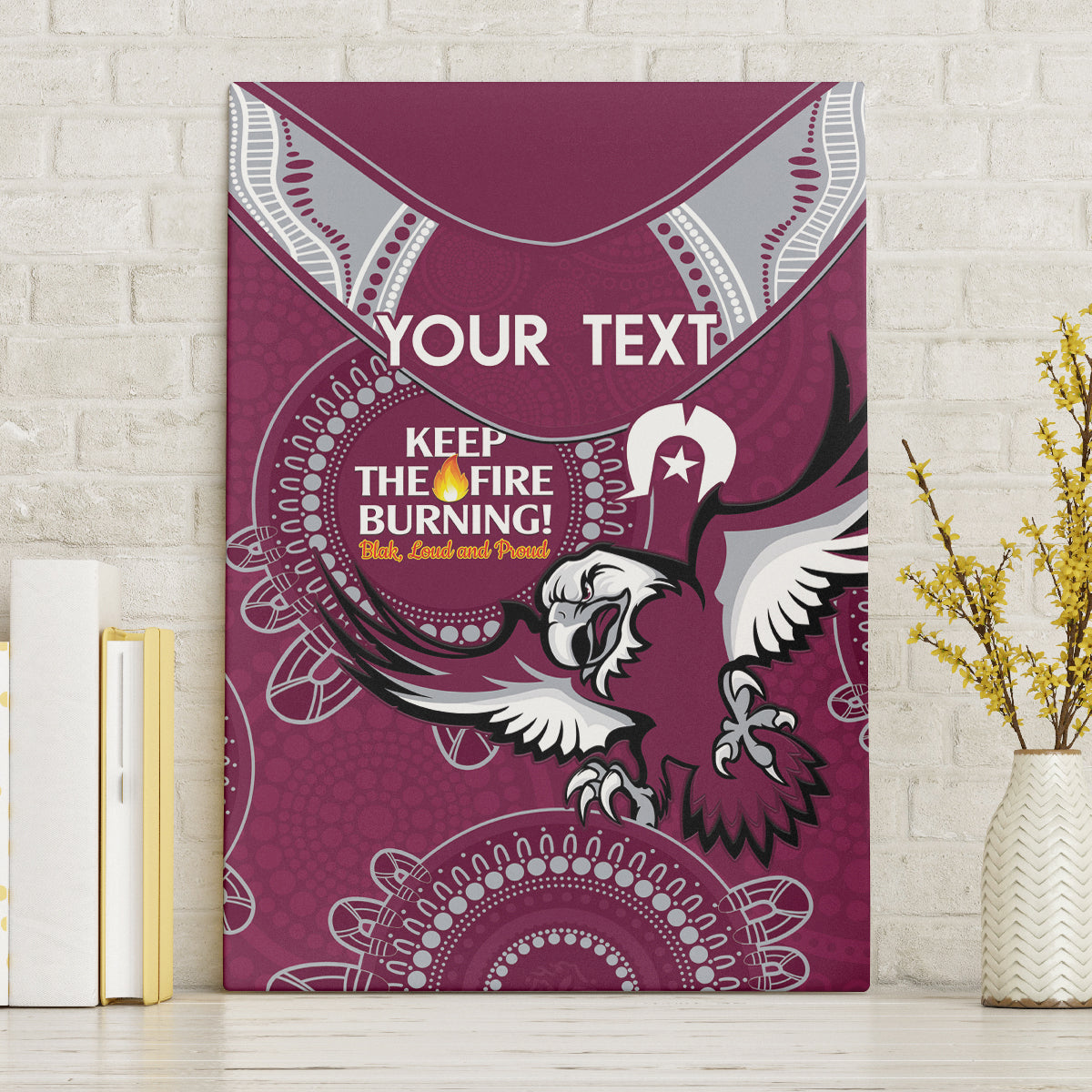 Custom NRL Sea Eagles NAIDOC Week Canvas Wall Art Keep The Fire Burning Indigenous Art