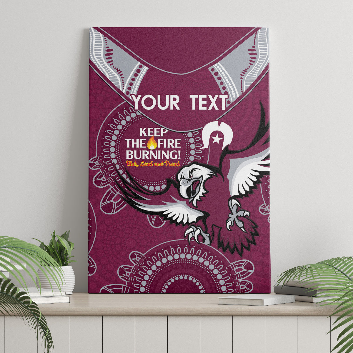 Custom NRL Sea Eagles NAIDOC Week Canvas Wall Art Keep The Fire Burning Indigenous Art