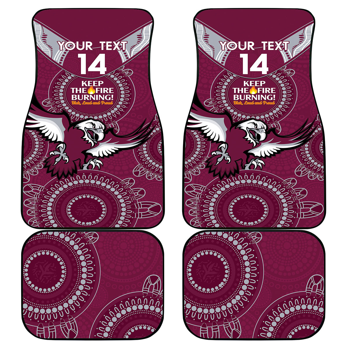 Custom NRL Sea Eagles NAIDOC Week Car Mats Keep The Fire Burning Indigenous Art