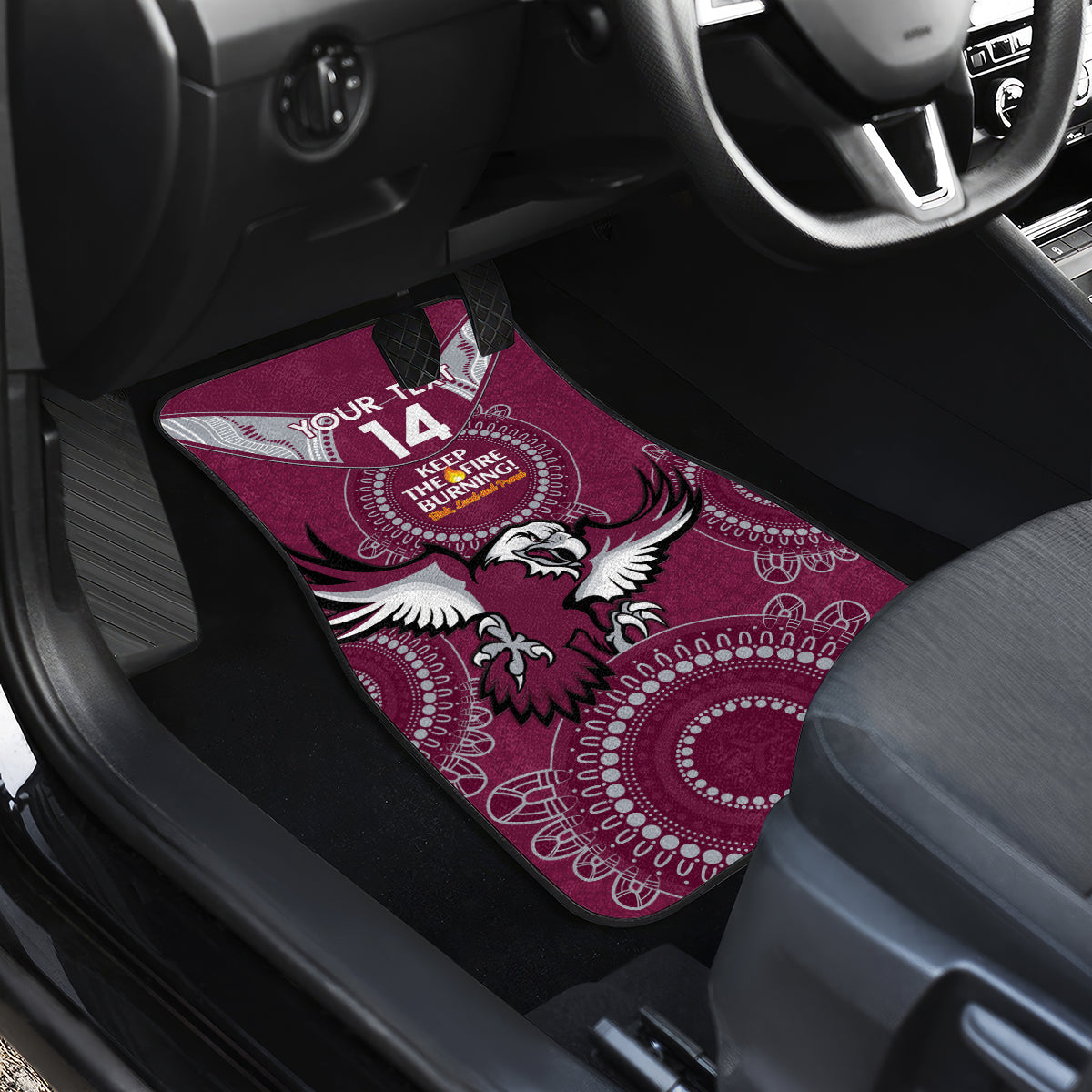 Custom NRL Sea Eagles NAIDOC Week Car Mats Keep The Fire Burning Indigenous Art