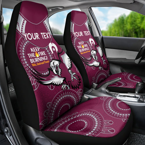 Custom NRL Sea Eagles NAIDOC Week Car Seat Cover Keep The Fire Burning Indigenous Art