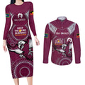 Custom NRL Sea Eagles NAIDOC Week Couples Matching Long Sleeve Bodycon Dress and Long Sleeve Button Shirt Keep The Fire Burning Indigenous Art