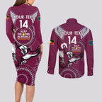 Custom NRL Sea Eagles NAIDOC Week Couples Matching Long Sleeve Bodycon Dress and Long Sleeve Button Shirt Keep The Fire Burning Indigenous Art