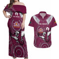Custom NRL Sea Eagles NAIDOC Week Couples Matching Off Shoulder Maxi Dress and Hawaiian Shirt Keep The Fire Burning Indigenous Art
