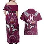 Custom NRL Sea Eagles NAIDOC Week Couples Matching Off Shoulder Maxi Dress and Hawaiian Shirt Keep The Fire Burning Indigenous Art