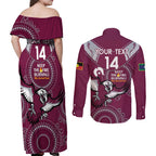 Custom NRL Sea Eagles NAIDOC Week Couples Matching Off Shoulder Maxi Dress and Long Sleeve Button Shirt Keep The Fire Burning Indigenous Art