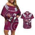 Custom NRL Sea Eagles NAIDOC Week Couples Matching Off Shoulder Short Dress and Hawaiian Shirt Keep The Fire Burning Indigenous Art