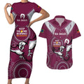 Custom NRL Sea Eagles NAIDOC Week Couples Matching Short Sleeve Bodycon Dress and Hawaiian Shirt Keep The Fire Burning Indigenous Art