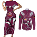Custom NRL Sea Eagles NAIDOC Week Couples Matching Short Sleeve Bodycon Dress and Long Sleeve Button Shirt Keep The Fire Burning Indigenous Art