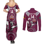 Custom NRL Sea Eagles NAIDOC Week Couples Matching Summer Maxi Dress and Long Sleeve Button Shirt Keep The Fire Burning Indigenous Art