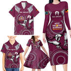 Custom NRL Sea Eagles NAIDOC Week Family Matching Long Sleeve Bodycon Dress and Hawaiian Shirt Keep The Fire Burning Indigenous Art