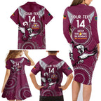 Custom NRL Sea Eagles NAIDOC Week Family Matching Long Sleeve Bodycon Dress and Hawaiian Shirt Keep The Fire Burning Indigenous Art