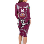 Custom NRL Sea Eagles NAIDOC Week Family Matching Long Sleeve Bodycon Dress and Hawaiian Shirt Keep The Fire Burning Indigenous Art