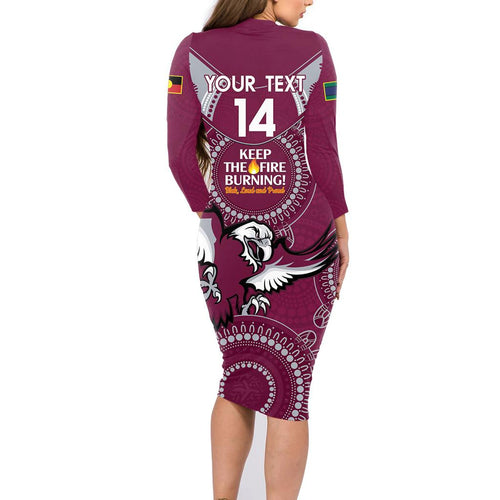 Custom NRL Sea Eagles NAIDOC Week Family Matching Long Sleeve Bodycon Dress and Hawaiian Shirt Keep The Fire Burning Indigenous Art