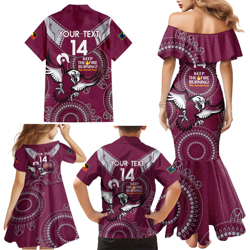 Custom NRL Sea Eagles NAIDOC Week Family Matching Mermaid Dress and Hawaiian Shirt Keep The Fire Burning Indigenous Art