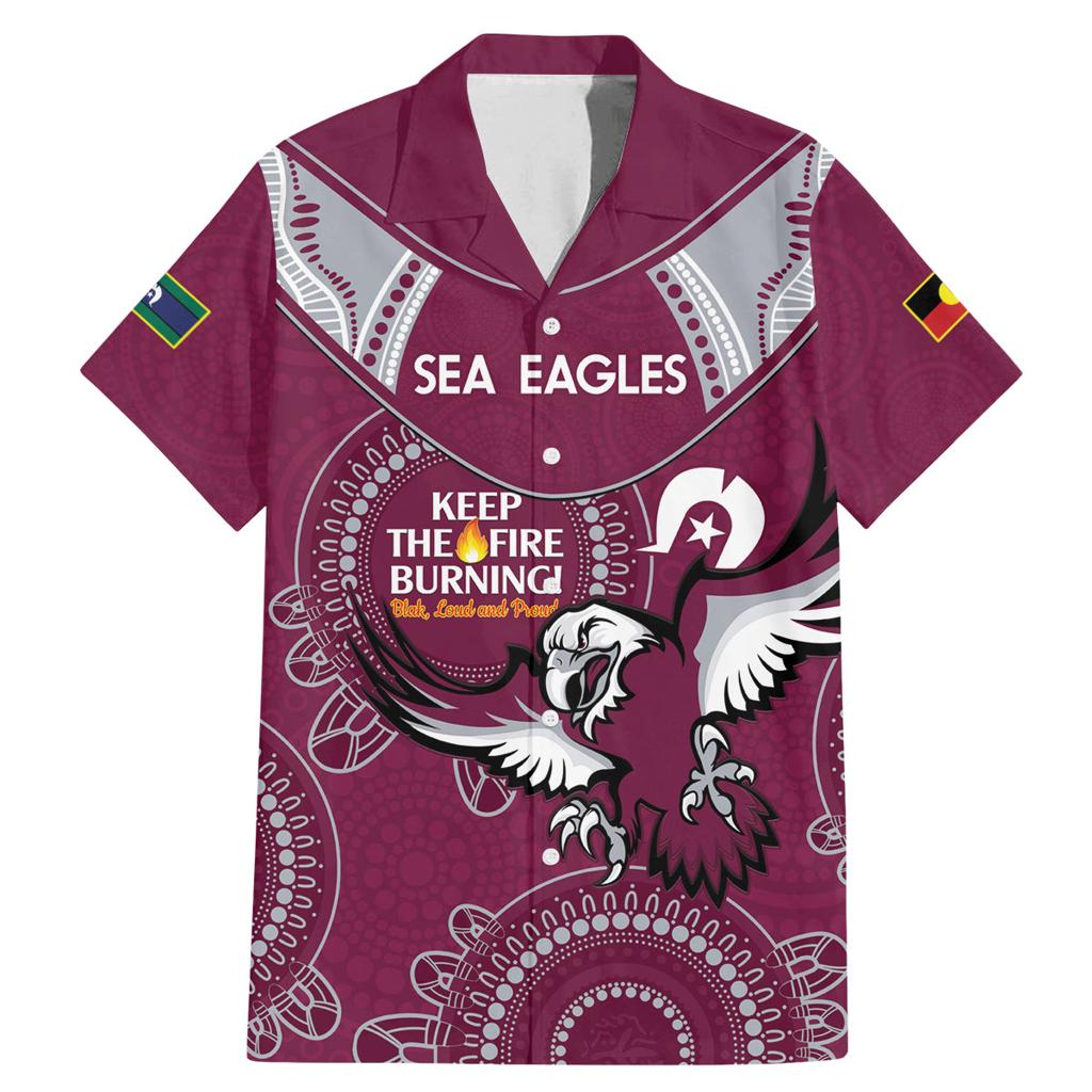 Custom NRL Sea Eagles NAIDOC Week Family Matching Mermaid Dress and Hawaiian Shirt Keep The Fire Burning Indigenous Art