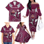 Custom NRL Sea Eagles NAIDOC Week Family Matching Off The Shoulder Long Sleeve Dress and Hawaiian Shirt Keep The Fire Burning Indigenous Art