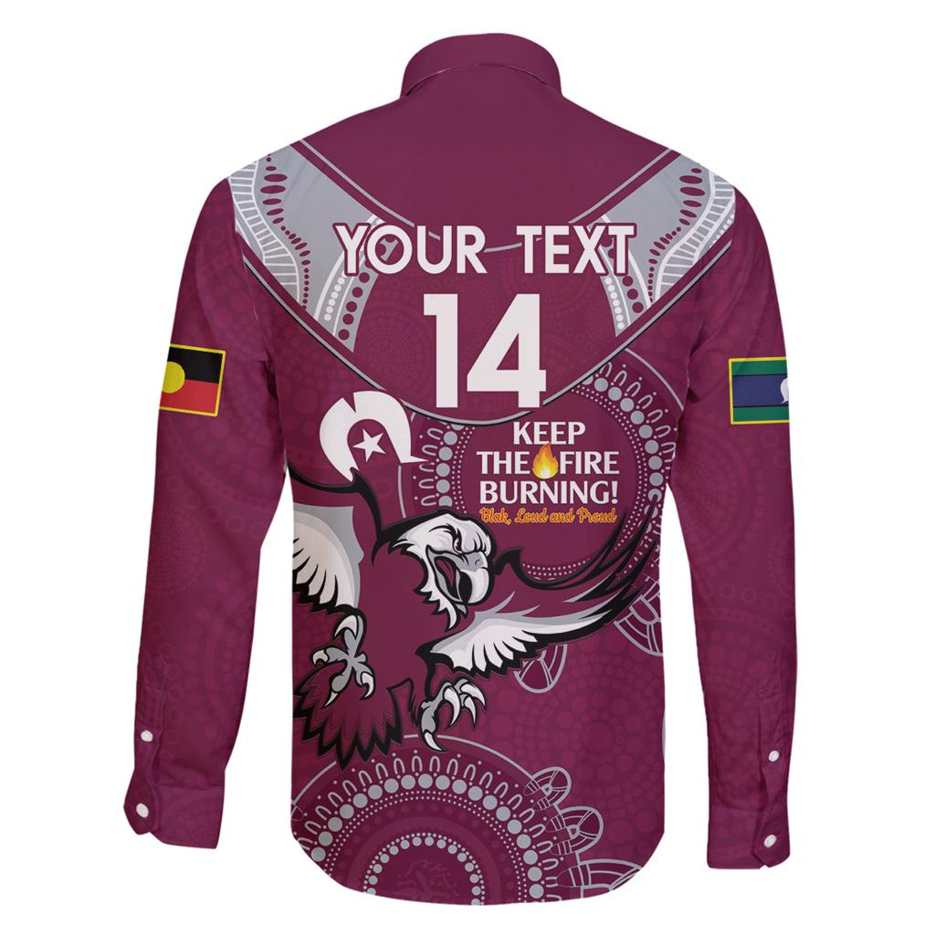 Custom NRL Sea Eagles NAIDOC Week Family Matching Off The Shoulder Long Sleeve Dress and Hawaiian Shirt Keep The Fire Burning Indigenous Art