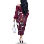 Custom NRL Sea Eagles NAIDOC Week Family Matching Off The Shoulder Long Sleeve Dress and Hawaiian Shirt Keep The Fire Burning Indigenous Art