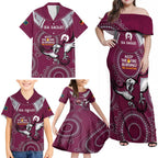 Custom NRL Sea Eagles NAIDOC Week Family Matching Off Shoulder Maxi Dress and Hawaiian Shirt Keep The Fire Burning Indigenous Art