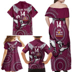 Custom NRL Sea Eagles NAIDOC Week Family Matching Off Shoulder Maxi Dress and Hawaiian Shirt Keep The Fire Burning Indigenous Art