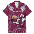 Custom NRL Sea Eagles NAIDOC Week Family Matching Off Shoulder Maxi Dress and Hawaiian Shirt Keep The Fire Burning Indigenous Art