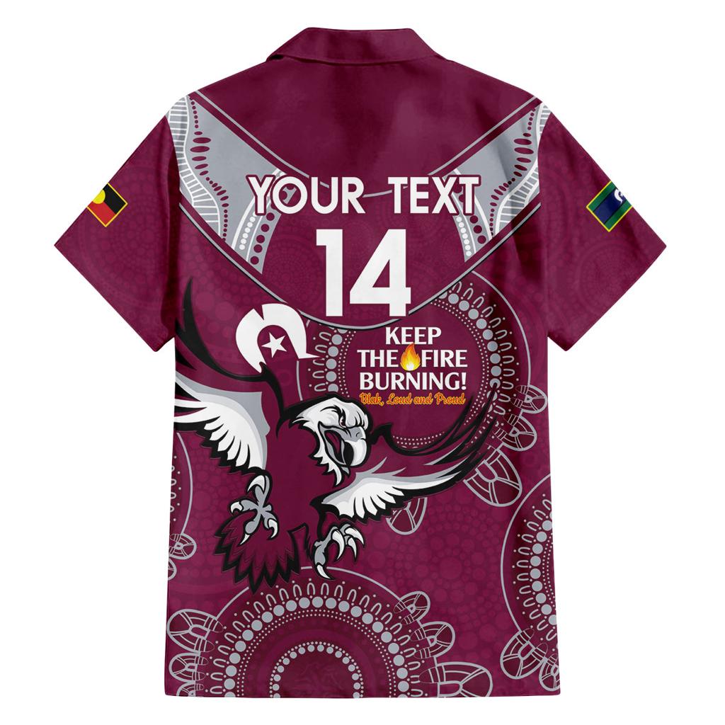 Custom NRL Sea Eagles NAIDOC Week Family Matching Off Shoulder Maxi Dress and Hawaiian Shirt Keep The Fire Burning Indigenous Art