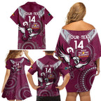 Custom NRL Sea Eagles NAIDOC Week Family Matching Off Shoulder Short Dress and Hawaiian Shirt Keep The Fire Burning Indigenous Art