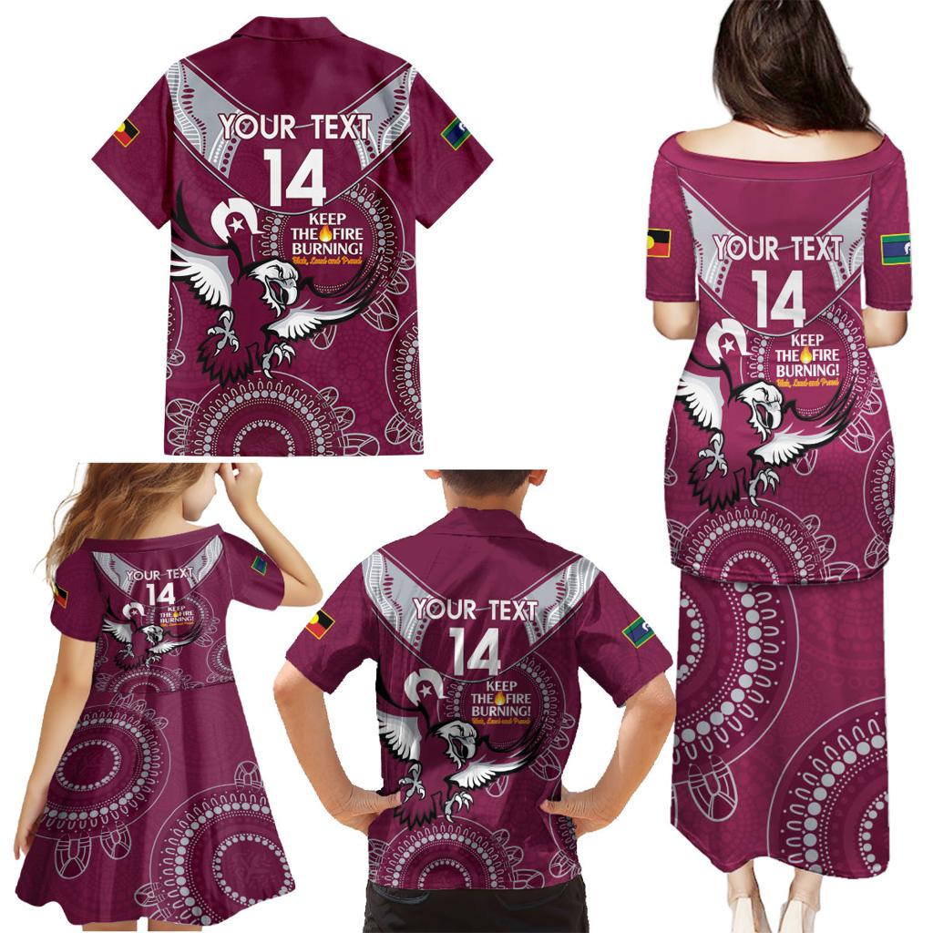 Custom NRL Sea Eagles NAIDOC Week Family Matching Puletasi and Hawaiian Shirt Keep The Fire Burning Indigenous Art