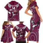 Custom NRL Sea Eagles NAIDOC Week Family Matching Short Sleeve Bodycon Dress and Hawaiian Shirt Keep The Fire Burning Indigenous Art