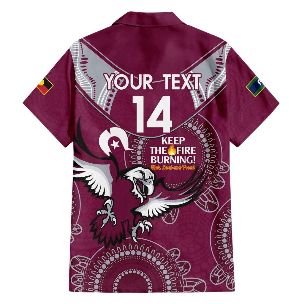 Custom NRL Sea Eagles NAIDOC Week Family Matching Short Sleeve Bodycon Dress and Hawaiian Shirt Keep The Fire Burning Indigenous Art