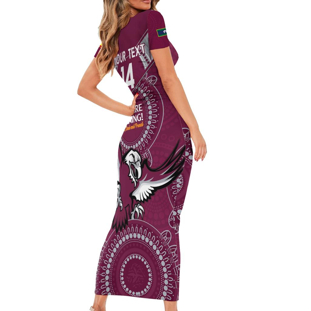 Custom NRL Sea Eagles NAIDOC Week Family Matching Short Sleeve Bodycon Dress and Hawaiian Shirt Keep The Fire Burning Indigenous Art