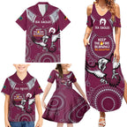 Custom NRL Sea Eagles NAIDOC Week Family Matching Summer Maxi Dress and Hawaiian Shirt Keep The Fire Burning Indigenous Art