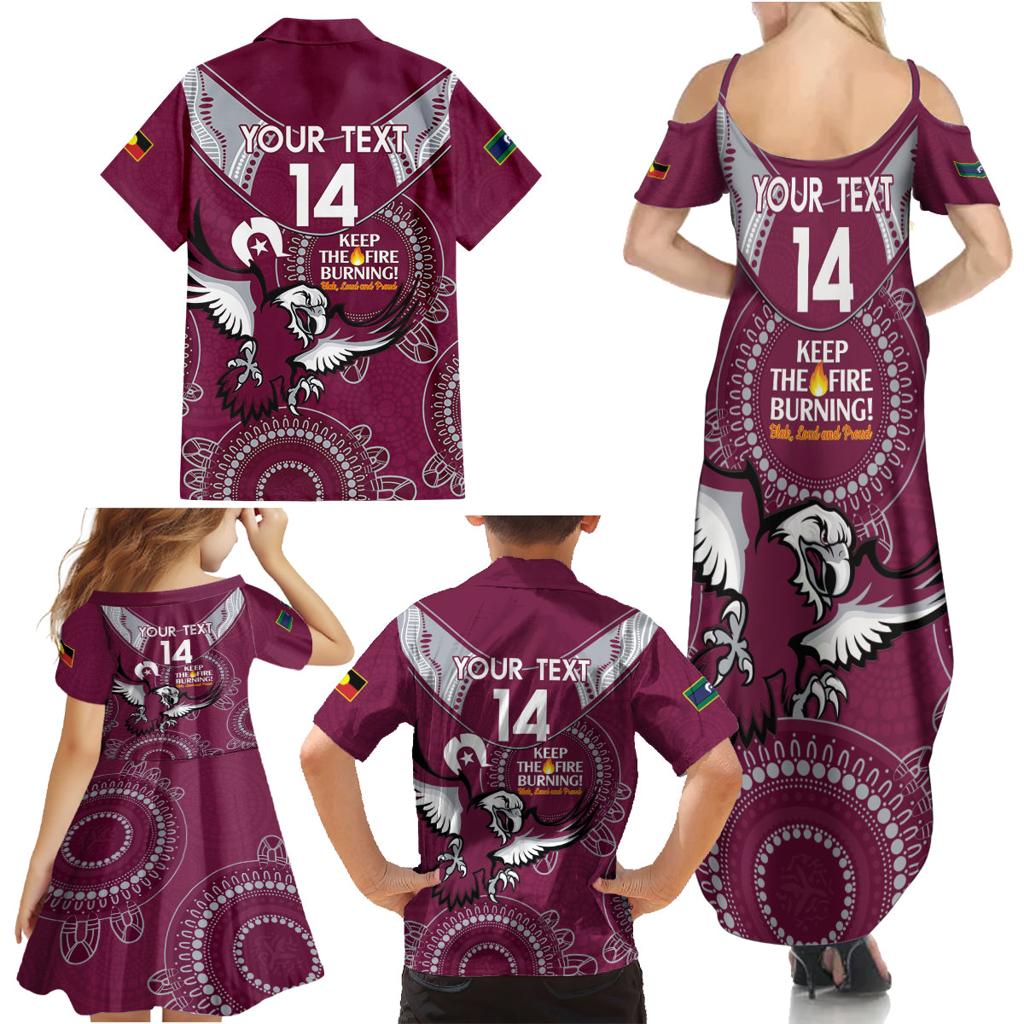 Custom NRL Sea Eagles NAIDOC Week Family Matching Summer Maxi Dress and Hawaiian Shirt Keep The Fire Burning Indigenous Art