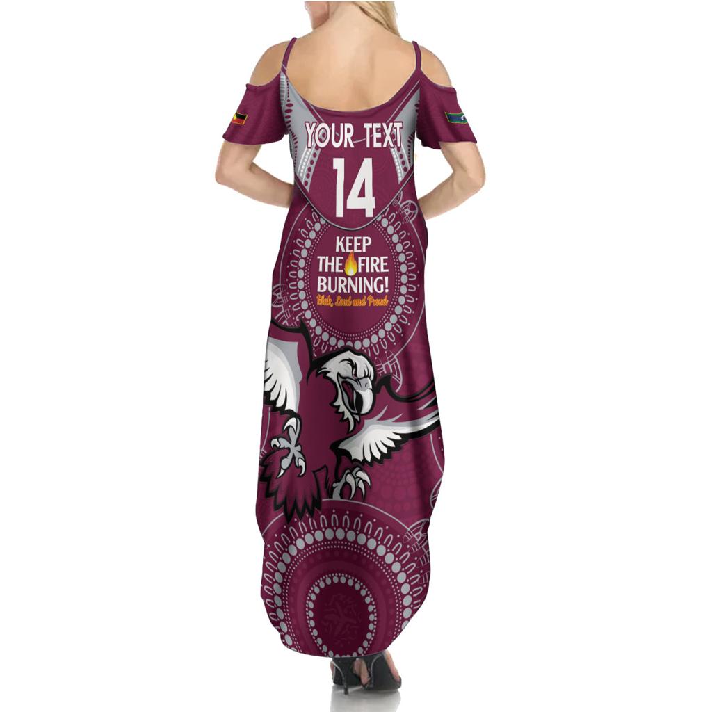 Custom NRL Sea Eagles NAIDOC Week Family Matching Summer Maxi Dress and Hawaiian Shirt Keep The Fire Burning Indigenous Art