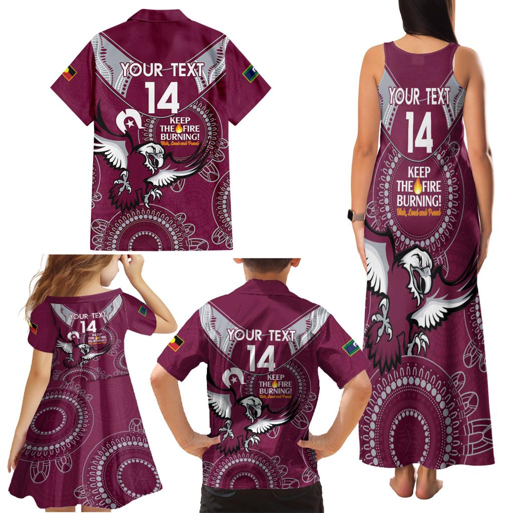 Custom NRL Sea Eagles NAIDOC Week Family Matching Tank Maxi Dress and Hawaiian Shirt Keep The Fire Burning Indigenous Art
