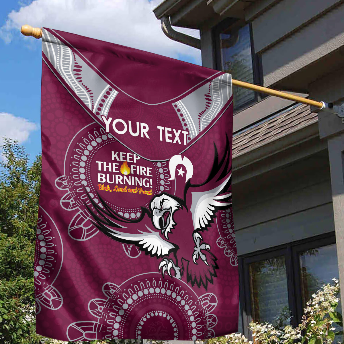 Custom NRL Sea Eagles NAIDOC Week Garden Flag Keep The Fire Burning Indigenous Art