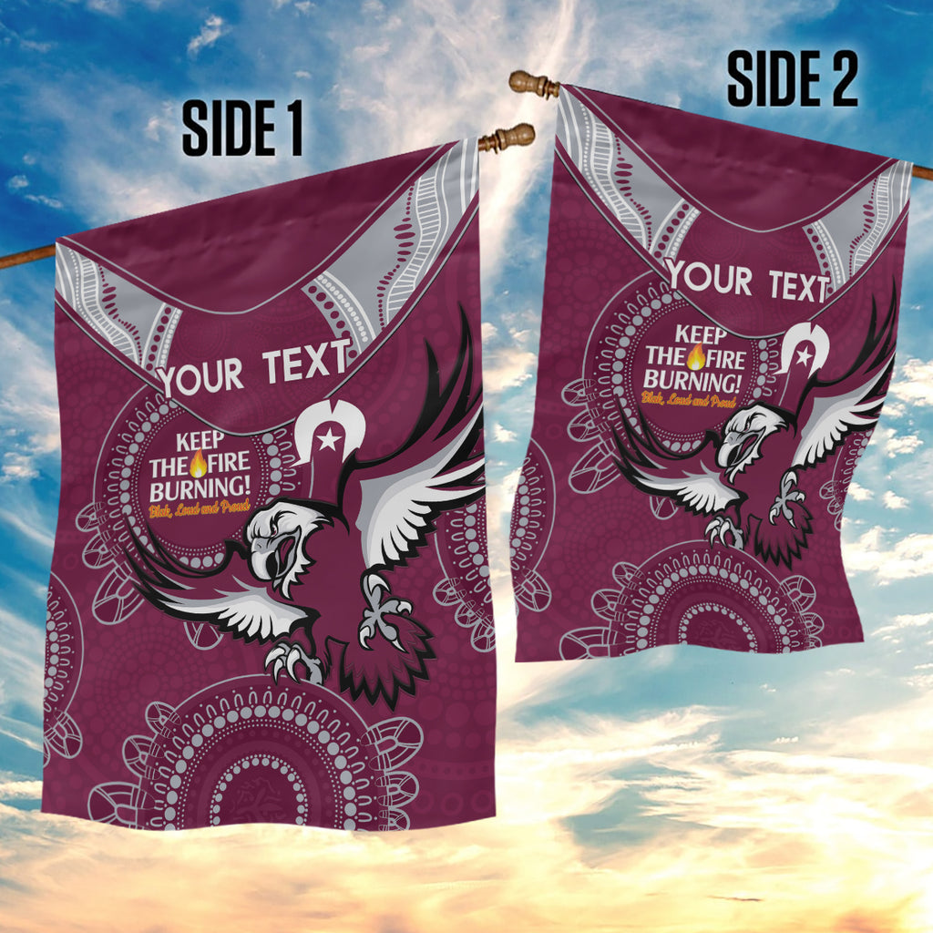Custom NRL Sea Eagles NAIDOC Week Garden Flag Keep The Fire Burning Indigenous Art