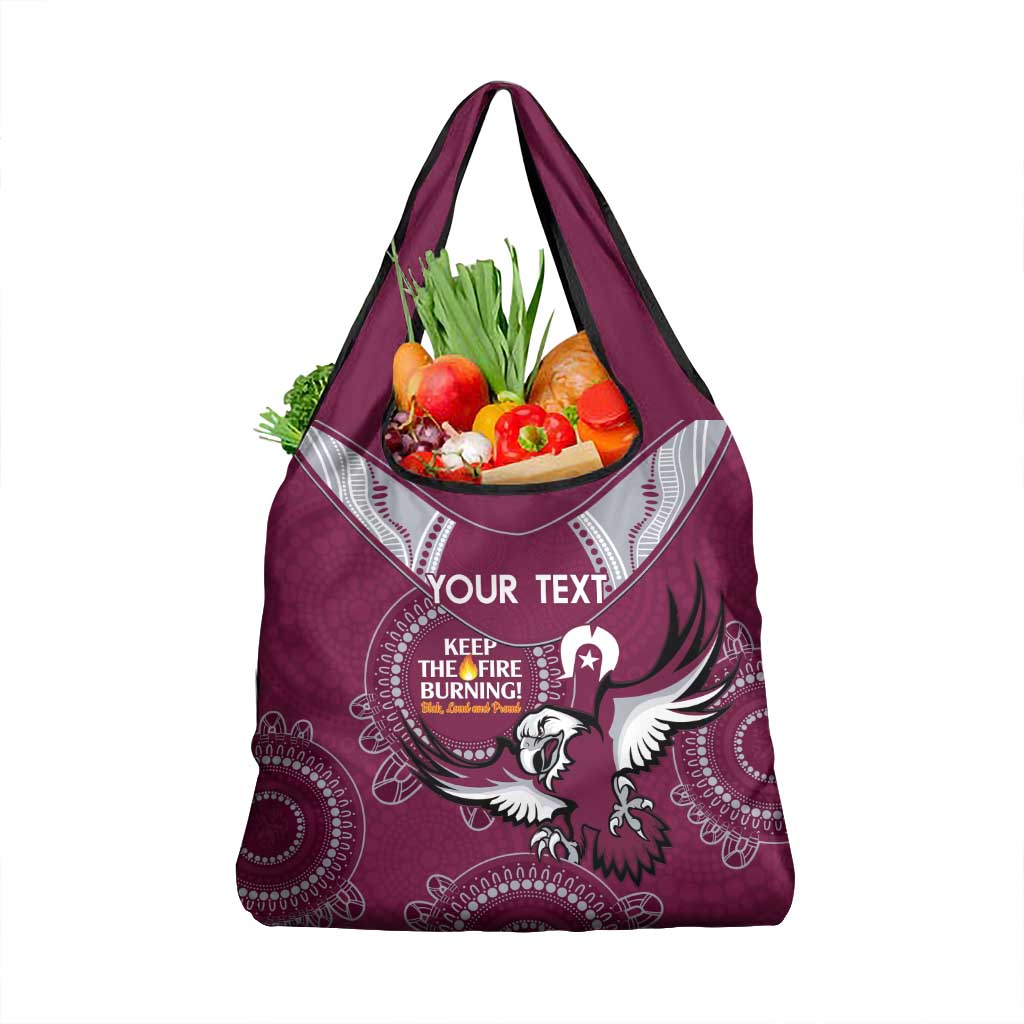 Custom NRL Sea Eagles NAIDOC Week Grocery Bag Keep The Fire Burning Indigenous Art