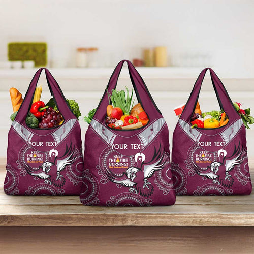 Custom NRL Sea Eagles NAIDOC Week Grocery Bag Keep The Fire Burning Indigenous Art