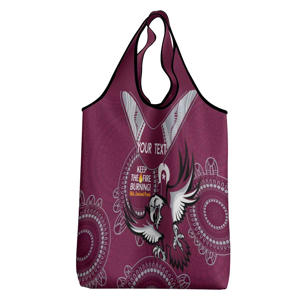 Custom NRL Sea Eagles NAIDOC Week Grocery Bag Keep The Fire Burning Indigenous Art