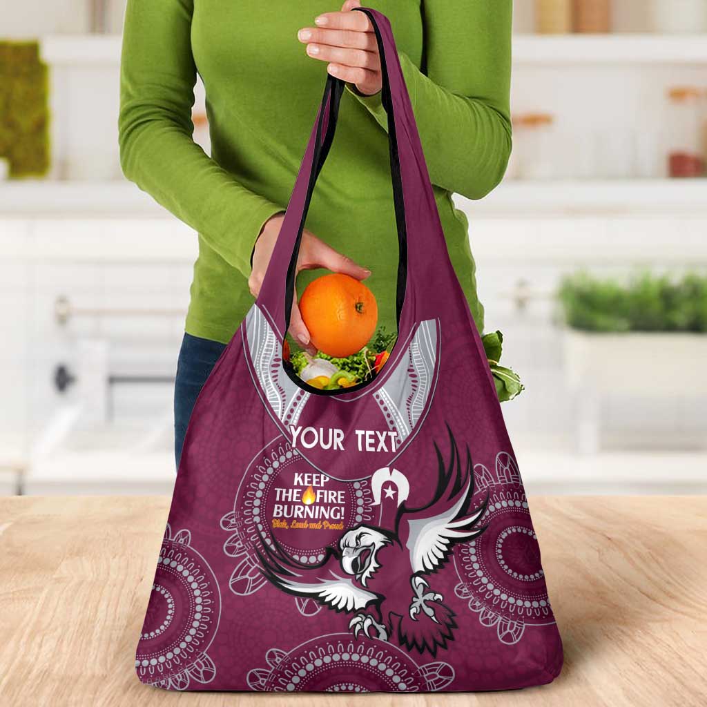 Custom NRL Sea Eagles NAIDOC Week Grocery Bag Keep The Fire Burning Indigenous Art