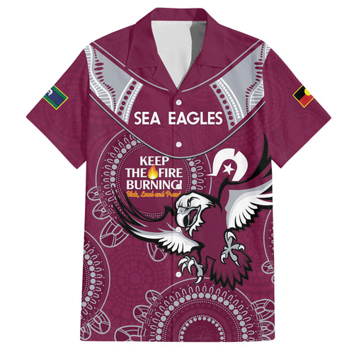 Custom NRL Sea Eagles NAIDOC Week Hawaiian Shirt Keep The Fire Burning Indigenous Art